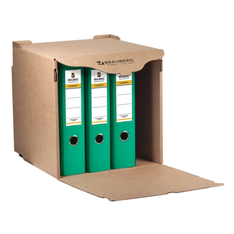 Нарушена упаковка!  <199255> Короб архивный (330х310х340 мм) фронтальная загрузка для регистраторов/накопителей, липучка, гофрокартон, BRAUBERG, 122033 (122033)