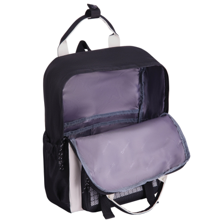 Рюкзак BRAUBERG COMBO, сумка-шоппер, косметичка, пенал В ПОДАРОК, белый/черный, 42х30х14 см, 271660 (271660)