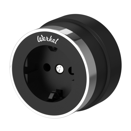 Розетка с заземлением (черный матовый/хром) Vintage Werkel W5871051