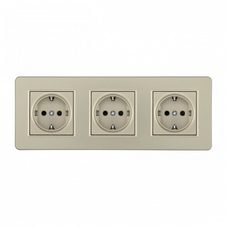 Розетка с заземлением и со шторкой Arte Milano SET16-3 SET16-3-40-1x3 shampan 