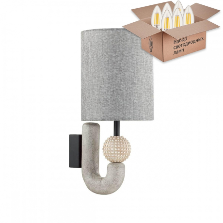 Бра Odeon Bagel с лампочкой 5410/1WA+Lamps E14 Свеча 