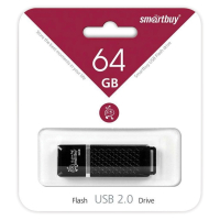 Нарушена упаковка!  <217778> Флеш-диск 64GB SMARTBUY Quartz USB 2.0, черный, SB64GBQZ-K (513055)