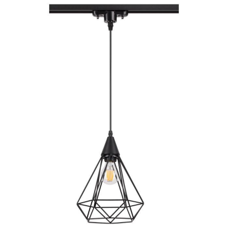 Однофазный светильник на подвесе для трека Novotech Zelle с лампочкой 370421+Lamps E27 P45 