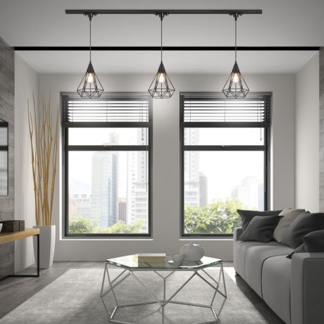 Однофазный светильник на подвесе для трека Novotech Zelle с лампочкой 370421+Lamps E27 P45 