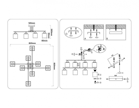 Люстра на штанге Ambrella light TRADITIONAL TR303044 