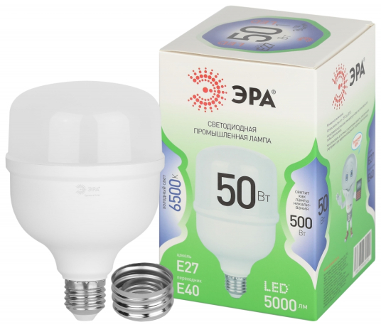 Лампа светодиодная ЭРА GREEN LINE LED POWER T100-50W-865-E27/E40 GL Е27/Е40 50 Вт колокол холодный свет Б0067036 