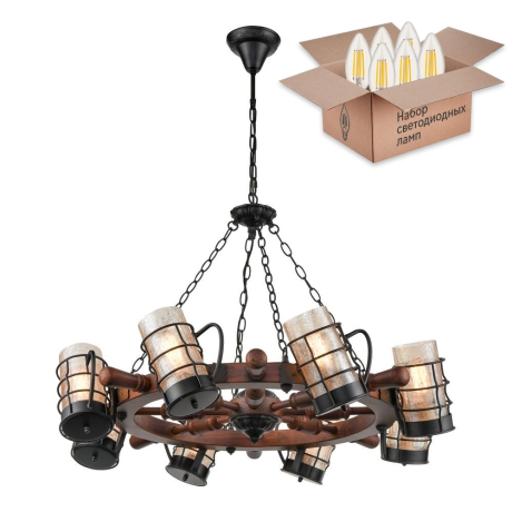 Подвесная люстра с лампочками Velante 561-703-08+Lamps E27 Свеча 