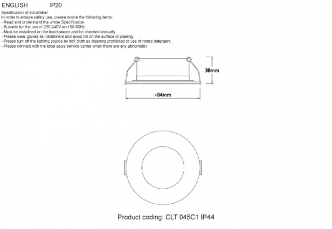 Встраиваемый светильник Crystal Lux CLT 045C1 WH IP44 