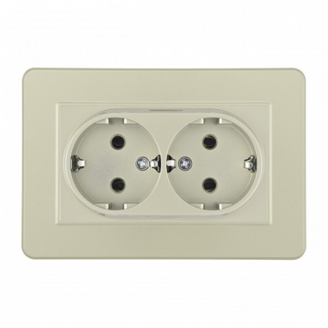 Розетка двойная с заземлением и со шторкой Arte Milano SET16-2 SET16-double-40-2 shampan 