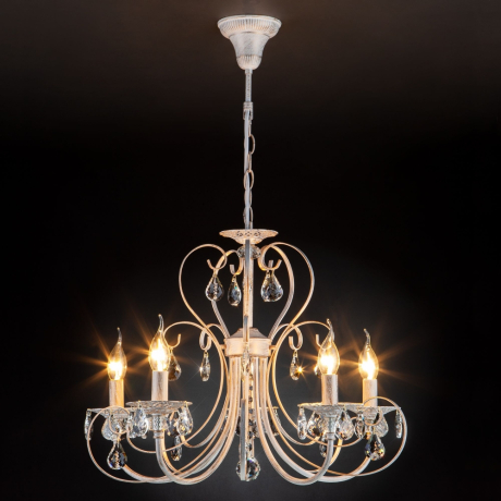 Подвесная люстра Eurosvet Alda 3305/5 белый с золотом/прозрачный хрусталь Strotskis 