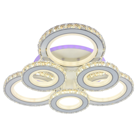 Светодиодная диммируемая люстра с ПДУ Profit Light 8061/3+3 WHT 240W+8W RGB 