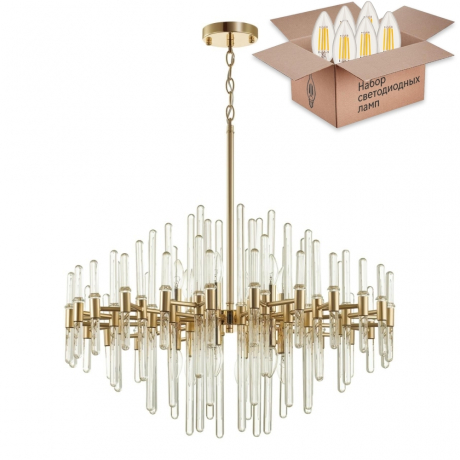 Подвесная люстра с лампочками Odeon Light Stika 4988/12+Lamps E14 Свеча 