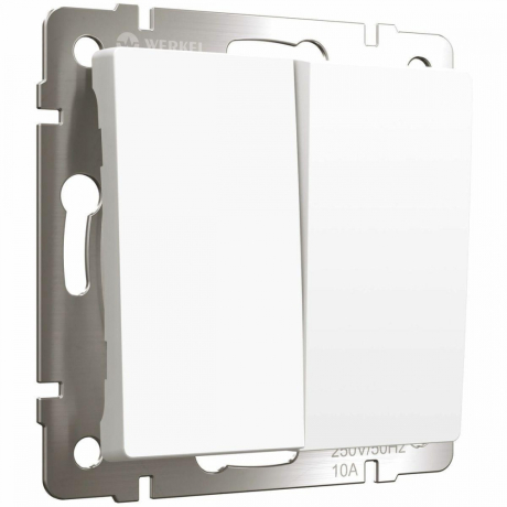 Выключатель двухклавишный проходной (белый матовый) Werkel W1122061 4690389184635