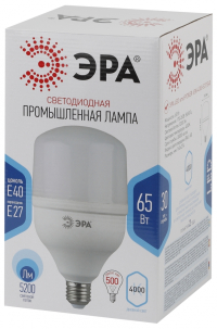Лампа светодиодная ЭРА E27 65W 4000K матовая LED POWER T160-65W-4000-E27/E40 Б0027923