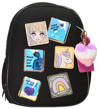Нарушена упаковка!  <712395> Рюкзак Schoolformat ERGONOMIC LIGHT КОМИКС АНИМЕ 21 л черн. 38х29х19 жестк. каркас 2 отд. молния держатель для карточек брелок кармашки РЮКЖКМБ-КА (247696)
