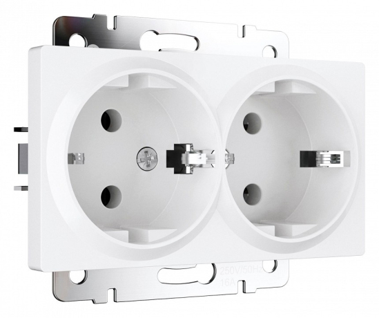 Розетка двойная с заземлением, без рамки Werkel белый матовый W1172061 
