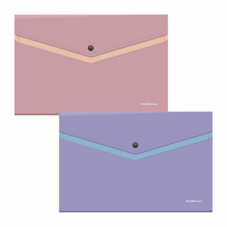 Нарушена упаковка!  <757656> Папка-конверт с кнопкой ERICH KRAUSE "Soft Manga", А4, до 120 л., с карманом, ассорти, 0,18 мм, 61151 (272929)