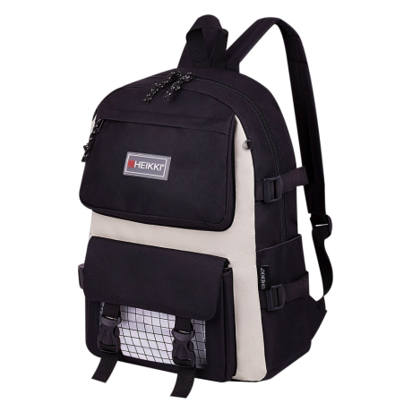 Рюкзак HEIKKI COMBO (ХЕЙКИ), сумка-шоппер, косметичка, пенал В ПОДАРОК, черно-белый, 42х30х14 см, 272564
