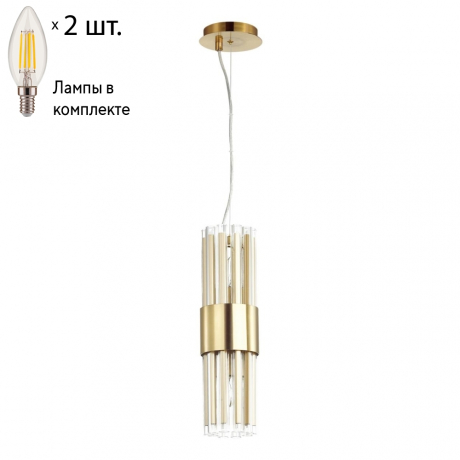 Подвесной светильник с лампочками Odeon Light Viketa 4786/2+Lamps E14 Свеча 