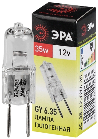 Лампа галогенная ЭРА GY6.35 35W 2700K прозрачная GY6.35-JC-35W-12V C0027371