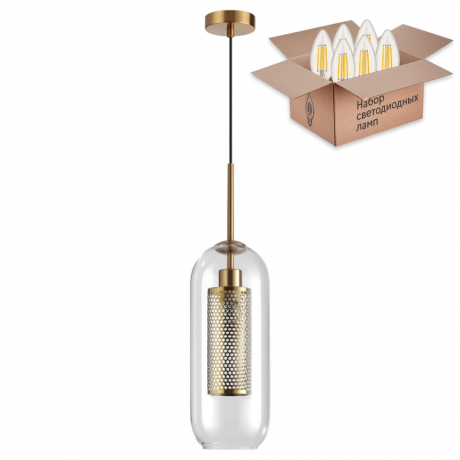 Подвесной светильник с лампочкой Odeon Light Clocky 4940/1+Lamps Е27 Свеча 