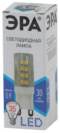 Лампа светодиодная ЭРА G9 3,5W 4000K прозрачная LED JCD-3,5W-CER-840-G9 Б0027862 