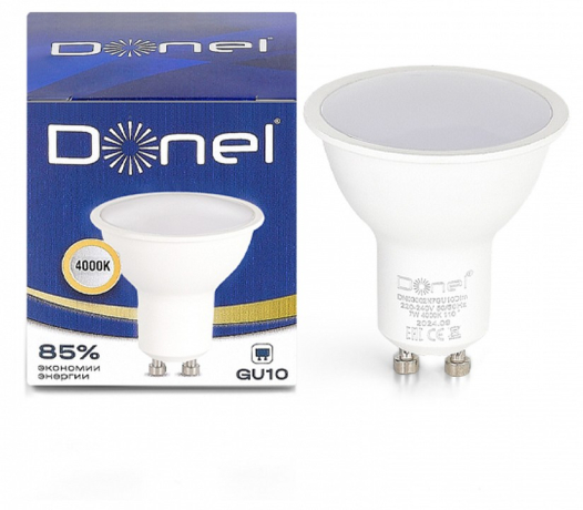 Лампа светодиодная Donel DN03 GU10 7Вт 4000K DN03002N7GU10Dim 