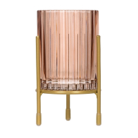 Нарушена упаковка!  <387846> Ваза-подсвечник стеклянная "Elektra", на матовой подставке, 9*13,5 см, сепия Qwerty 73843