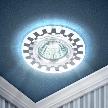 Нарушена упаковка!  <278835> DK LD47 SL /1 Светильник ЭРА декор cо светодиодной подсветкой MR16, зеркальный (50/1800) Б0048941