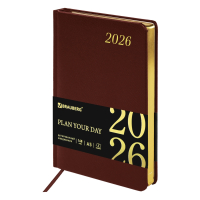Нарушена упаковка!  <795085> Ежедневник датированный 2026 А5 138x213 мм, BRAUBERG "Iguana", под кожу, коричневый, 117057