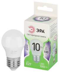 Лампочка светодиодная ЭРА GREEN LINE LED P45-10W-865-E27 GL E27 10 Вт шар холодный свет Б0067039