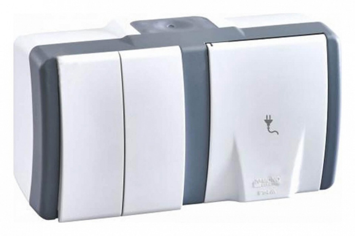 Блок с розеткой и выключателем Mono Electric Octans IP54 154-020001-182 