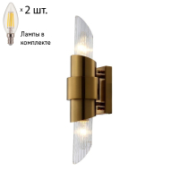 Бра Crystal Lux с лампочками JUSTO AP2 BRASS+Lamps E14 Свеча