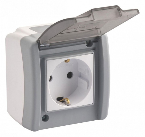 Розетка влагозащищенная с заземлением и крышкой Mono Electric Octans IP54 154-020007-117 