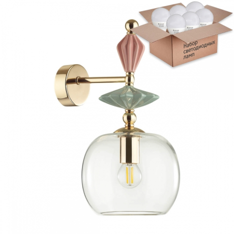 Бра с лампочкой Odeon Light Bizet 4855/1WB+Lamps E14 P45 