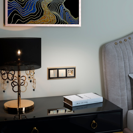 Выключатель одноклавишный с подсветкой без рамки Werkel шампань рифленый W1110110