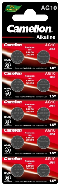 Нарушена упаковка! <190263> Батарейка Camelion G10 BL-10 Mercury Free (AG10-BP10(0%Hg), 389A/LR1130/189 батарейка для часов)