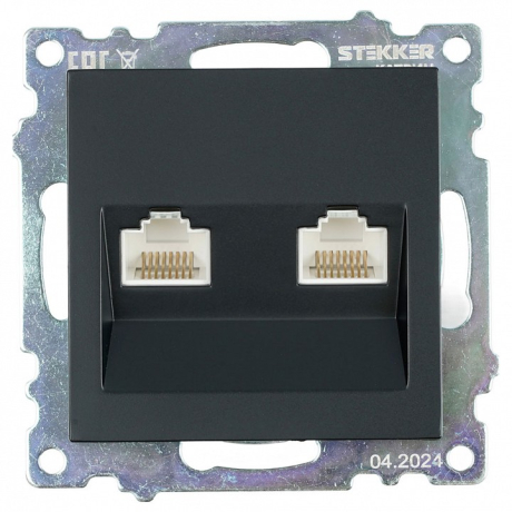 Розетка двойная Ethernet RJ-45 без рамки Stekker Катрин 50007 