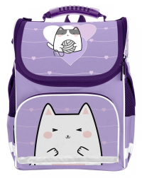 Нарушена упаковка!  <609211> Рюкзак Schoolformat BASIC MEOW POWER 13 л сирен. 38х28х16 жестк. каркас 1 отд. молния д/девочек РЮКЖК-МПР (236793)