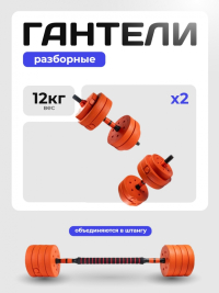 Нарушена упаковка!  <847774> Гантель Р 12,0 кг 2 шт /черно-красный/ 1 001-0012-002