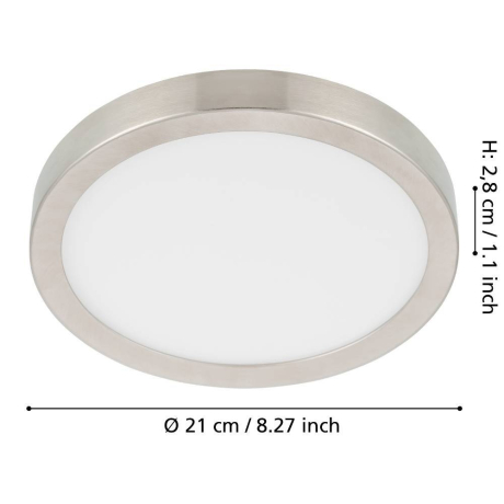 900584 Накладной светильник диммируемый FUEVA 5, 17W (LED), 3000K, ?210, сталь, матовый никель / пластик, белый 