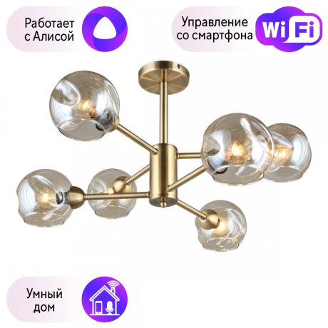 Люстра с поддержкой Алисы потолочная Omnilux OML-93307-06-A 