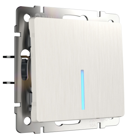 Выключатель проходной одноклавишный с подсветкой без рамки Werkel перламутровый рифленый W1112113