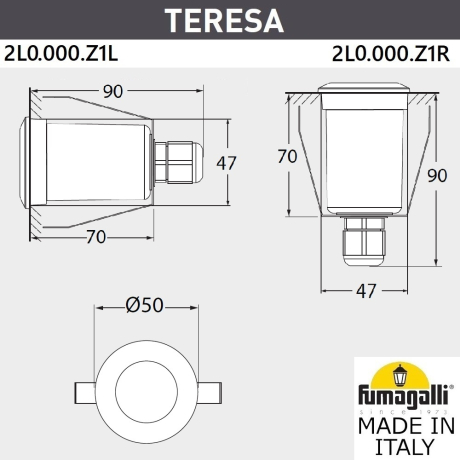 Уличный встраиваемы светильник Fumagalli TERESA 2L0.000.000.LXZ1L
