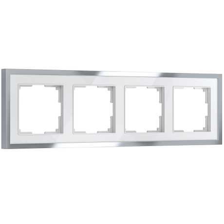 Рамка на 4 поста Baguette (белый/серебро) W0042850 Werkel 