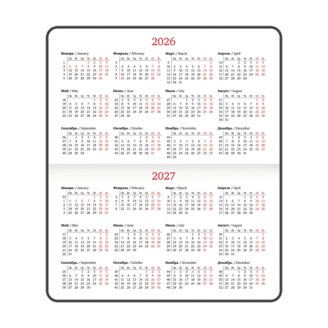 Нарушена упаковка!  <795211> Еженедельник датированный 2026 МАЛЫЙ ФОРМАТ 95х155 мм, А6, BRAUBERG "Vista", под кожу, "Мрамор", 117202