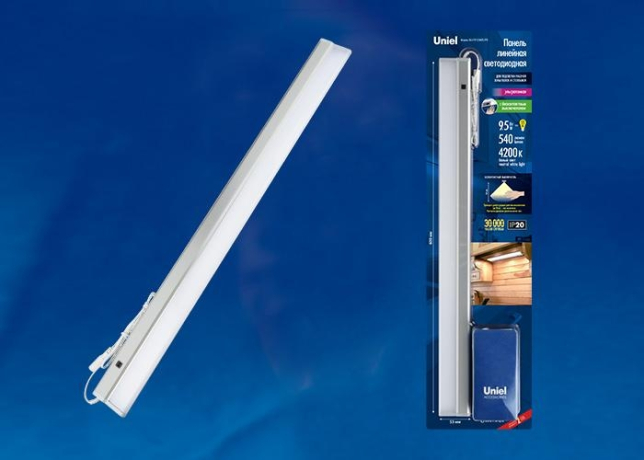Мебельный линейный светодиодный ультратонкий светильник с бесконтактным выключателем, диммер Uniel ULI-F41-9,5W4200K/DIM SENSOR IP20 SILVER (UL-00002884) 