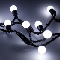 10м. Уличная гирлянда шарики холодный свет Ardecoled 230V ARD-Ball-Classic-D17.5-10000-Black-100Led White (25583)