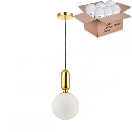 Подвесной светильник с лампочкой Odeon Light Okia 4669/1+Lamps E27 P45 