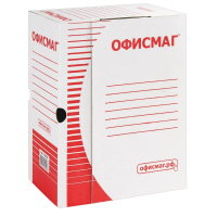 Нарушена упаковка!  <199333> Короб архивный с клапаном А4 (260х325 мм), 150 мм, до 1400 листов, плотный, микрогофрокартон, БЕЛЫЙ, ОФИСМАГ, 123018 (123018)